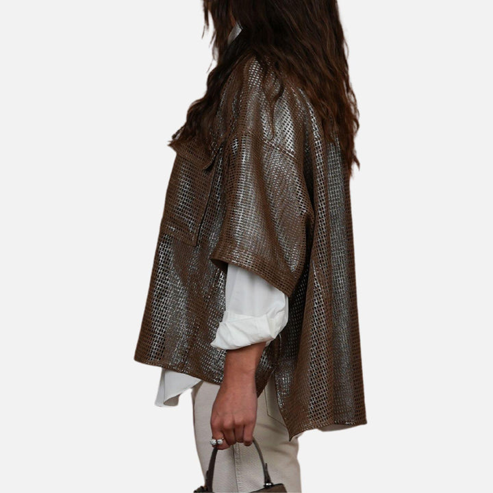 Hybrid Knit Organza Sleeve Jacket