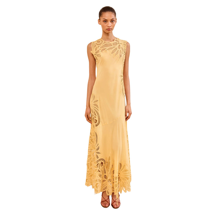 Idra Lace Applique Dress in Dandelion