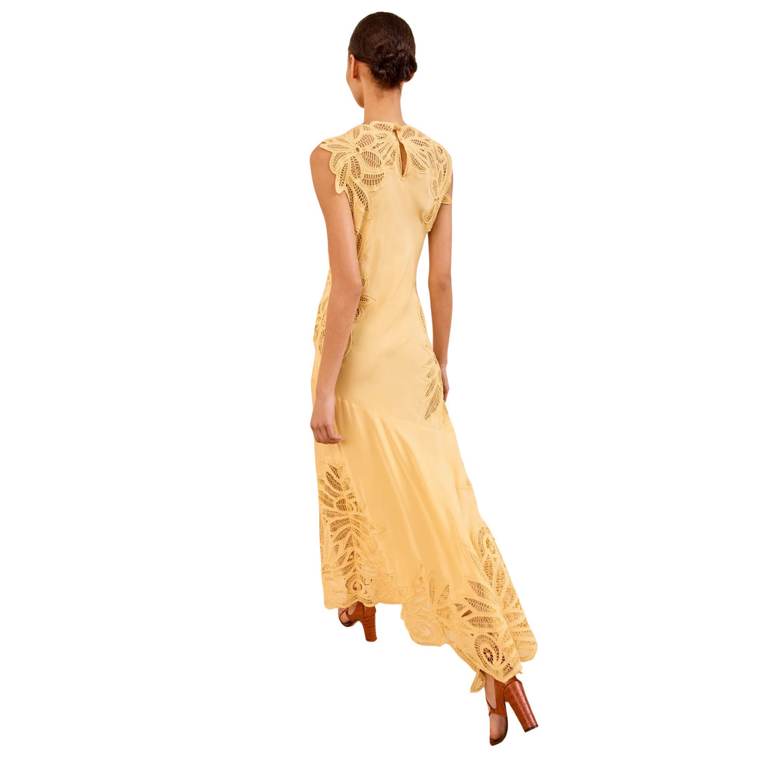 Idra Lace Applique Dress in Dandelion