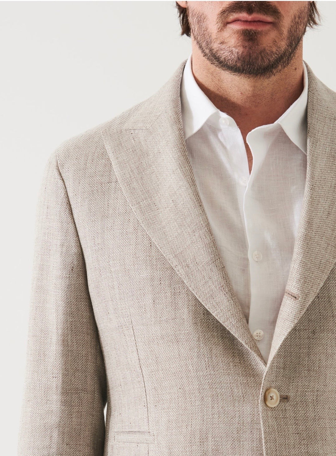 LIN/WOOL PEAK LAPEL BLZR