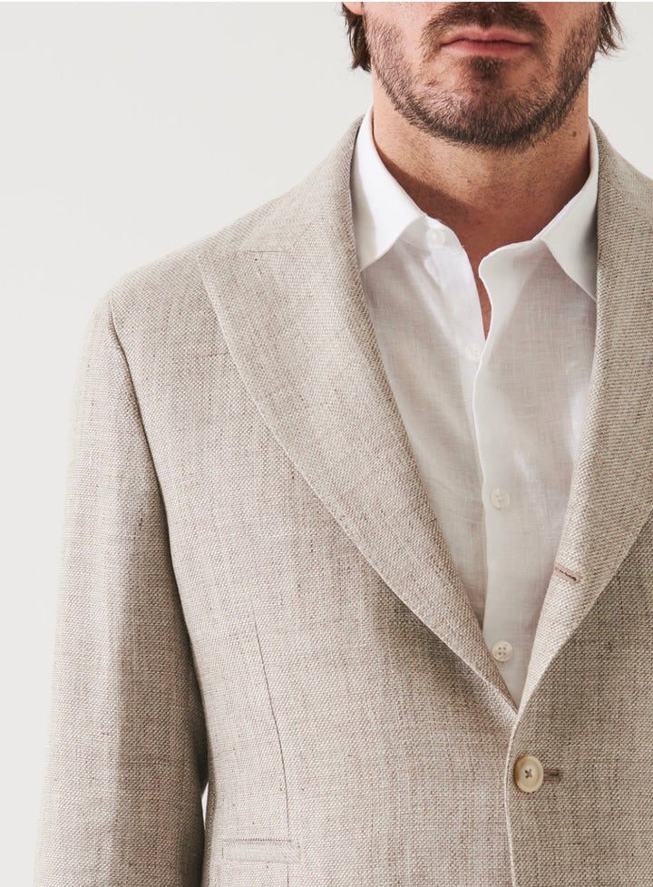 LIN/WOOL PEAK LAPEL BLZR