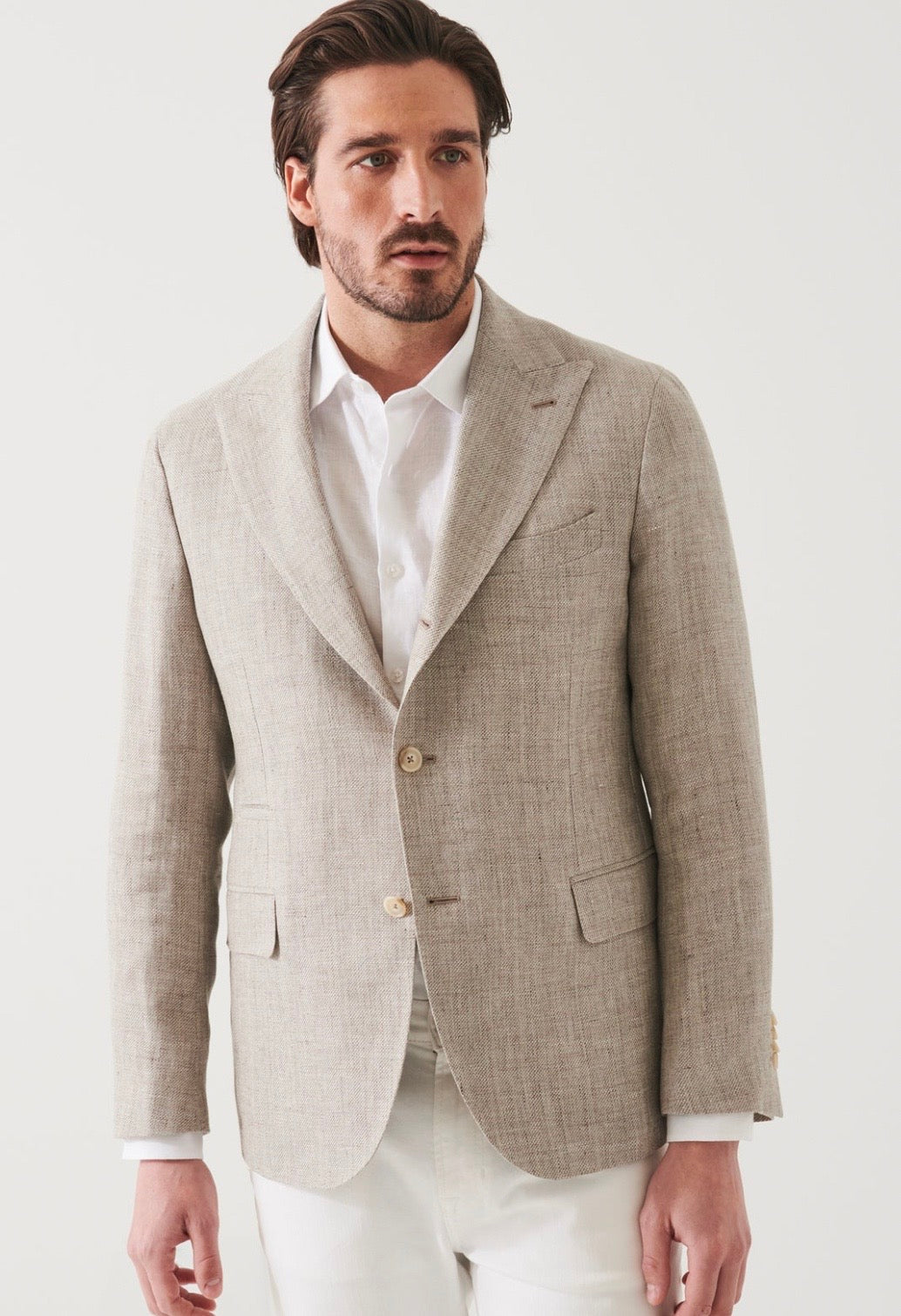 LIN/WOOL PEAK LAPEL BLZR