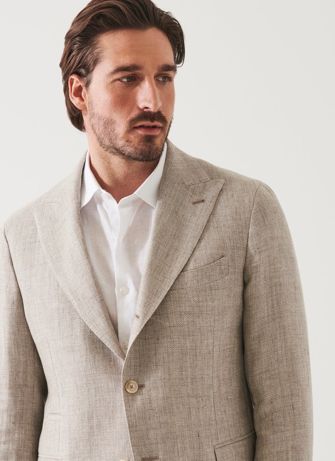 LIN/WOOL PEAK LAPEL BLZR