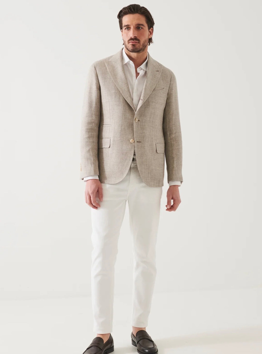 LIN/WOOL PEAK LAPEL BLZR