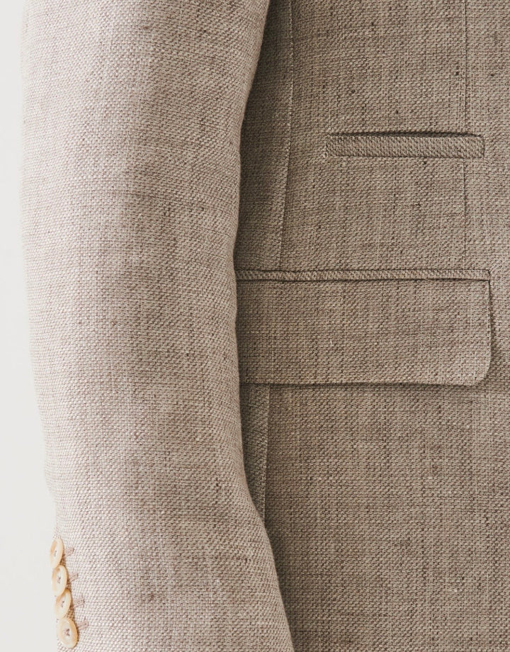 LIN/WOOL PEAK LAPEL BLZR