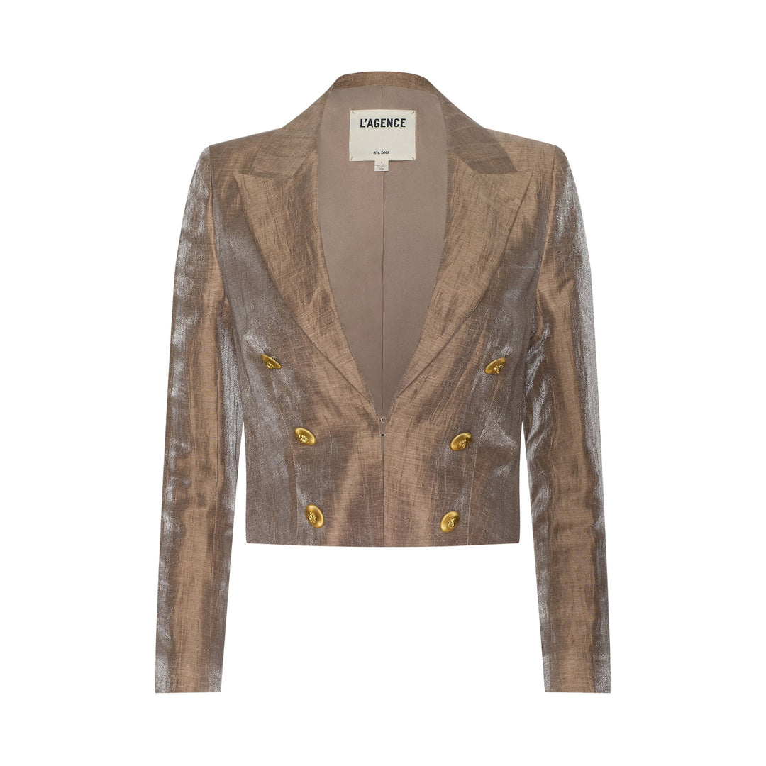 Inez Cropped Blazer in Latte/Gold