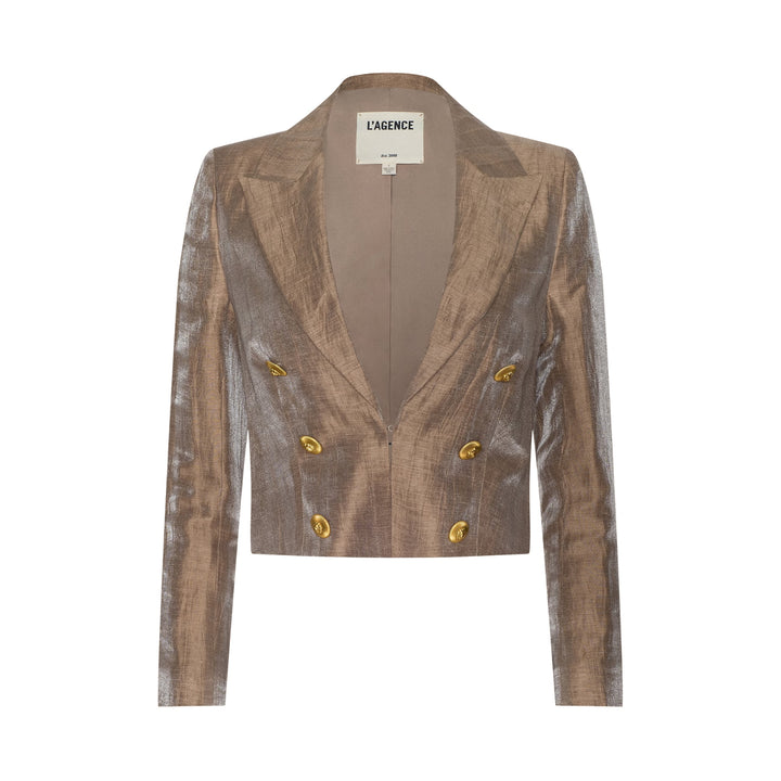 Inez Cropped Blazer in Latte/Gold