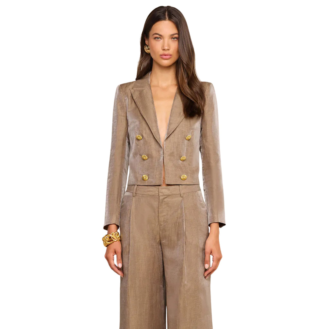 Inez Cropped Blazer in Latte/Gold