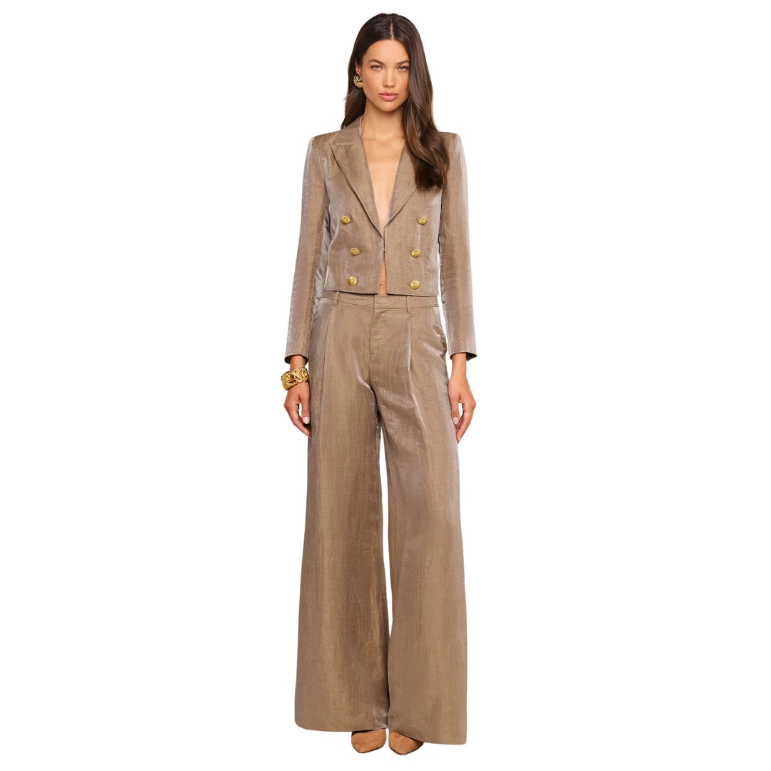 Inez Cropped Blazer in Latte/Gold