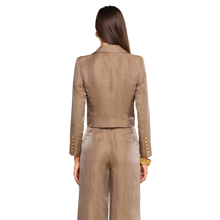 Inez Cropped Blazer in Latte/Gold