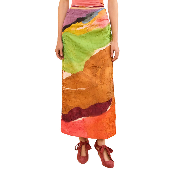 Inez Satin Pencil Skirt in Nature Abhors A Vacuum