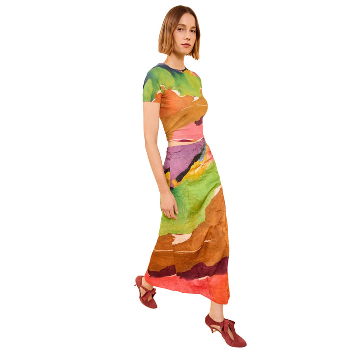 Inez Satin Pencil Skirt in Nature Abhors A Vacuum