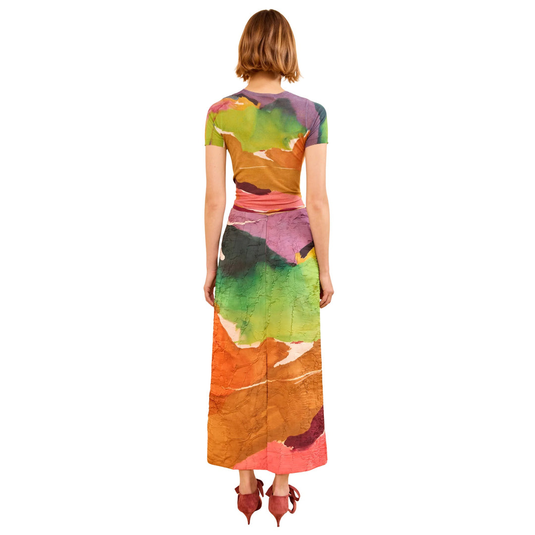Inez Satin Pencil Skirt in Nature Abhors A Vacuum