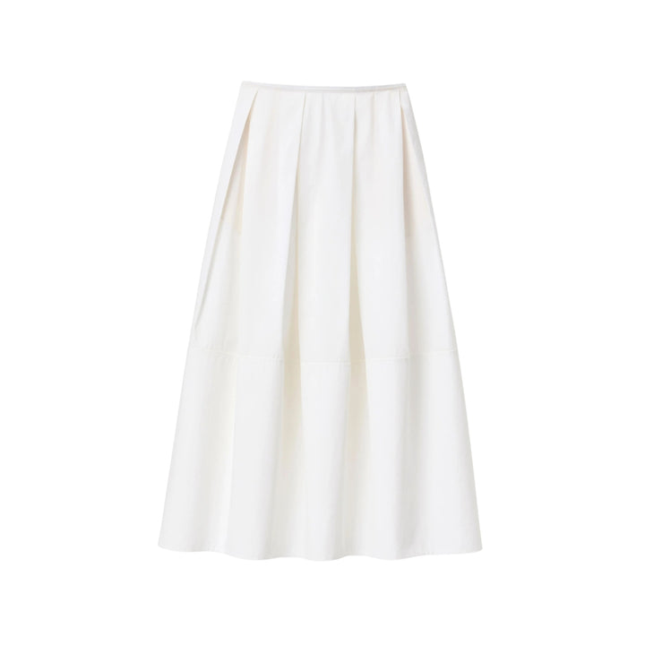 Inverted Pleat Long Skirt in White