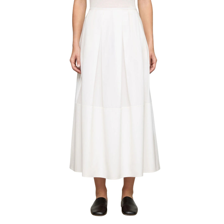 Inverted Pleat Long Skirt in White
