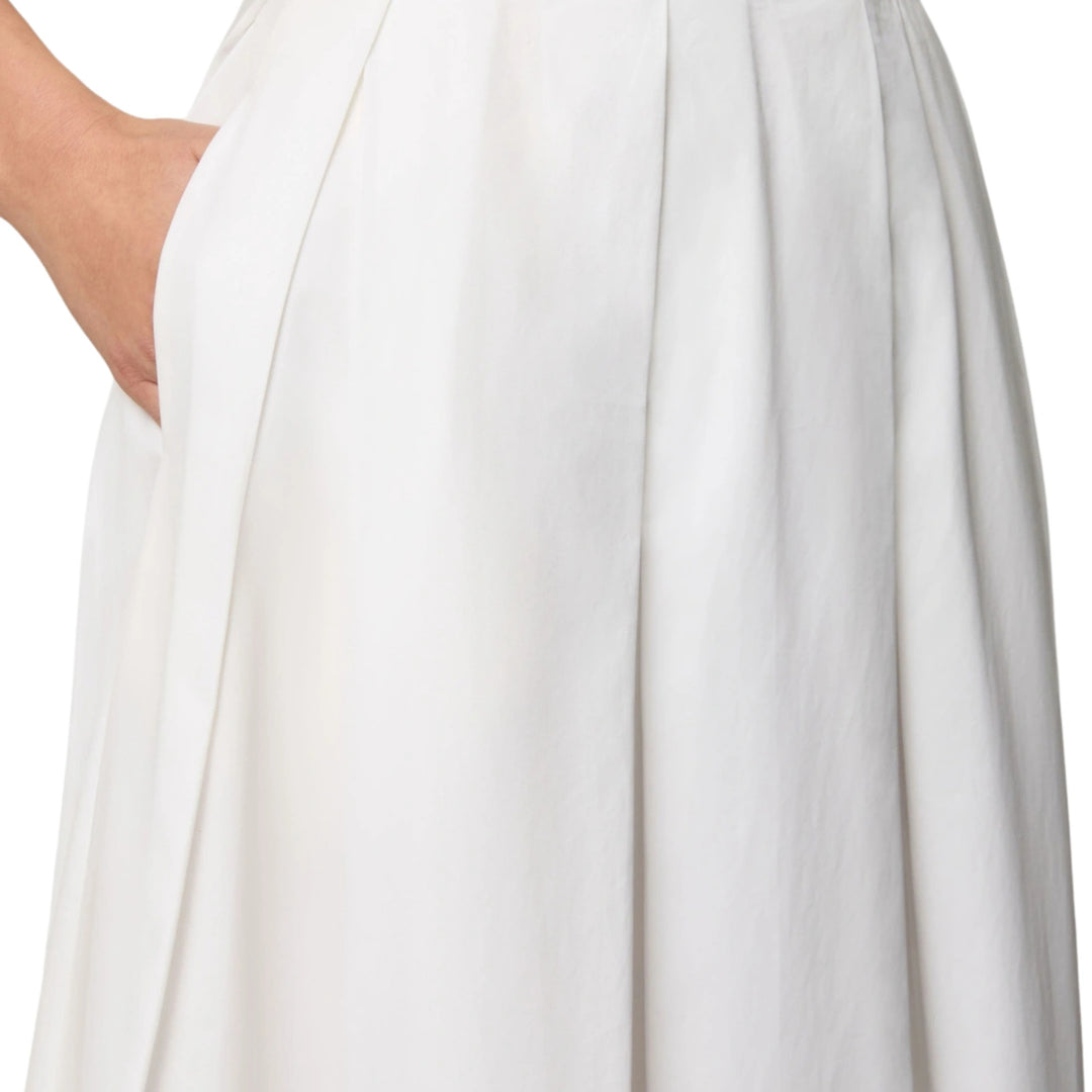 Inverted Pleat Long Skirt in White