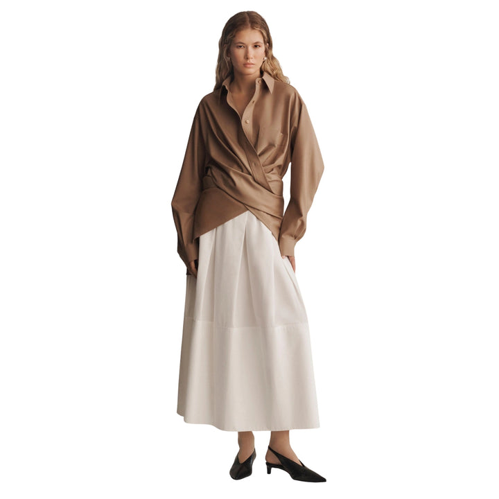 Inverted Pleat Long Skirt in White
