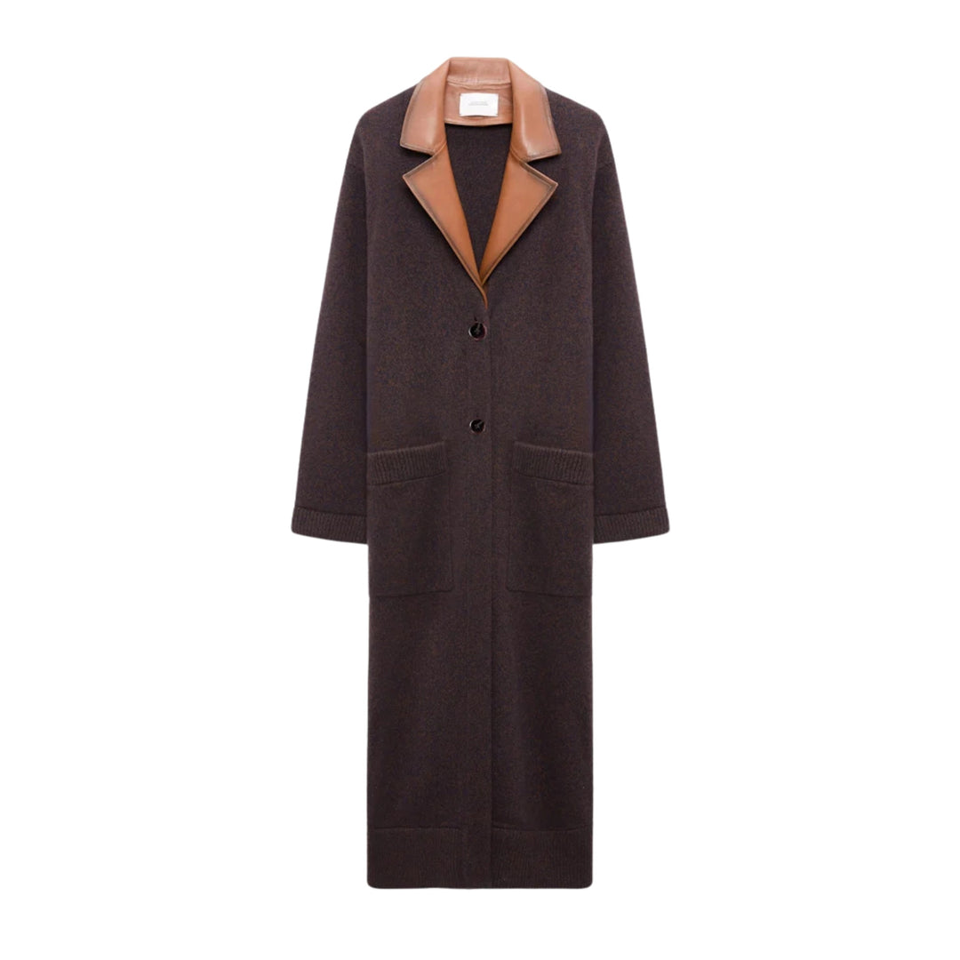 It's A Match Coat in Navy Brown Mousline