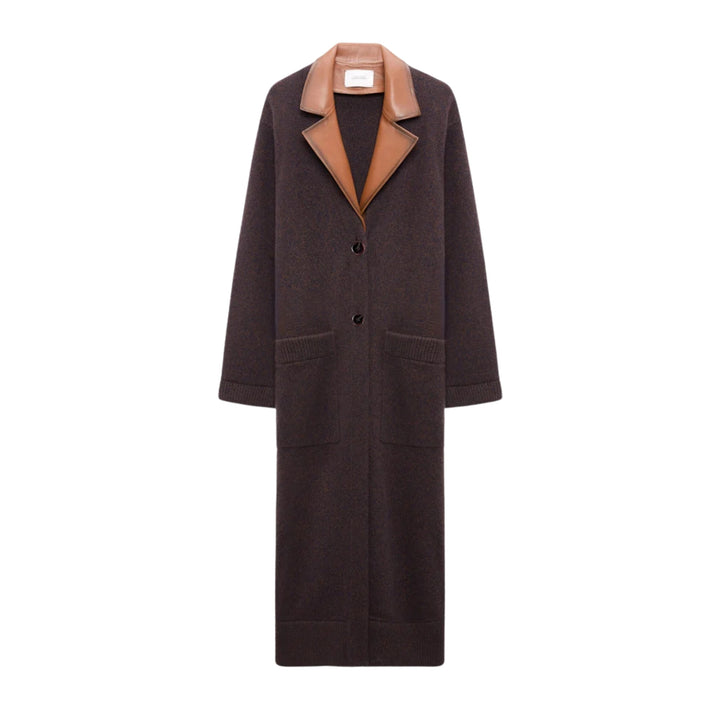 It's A Match Coat in Navy Brown Mousline