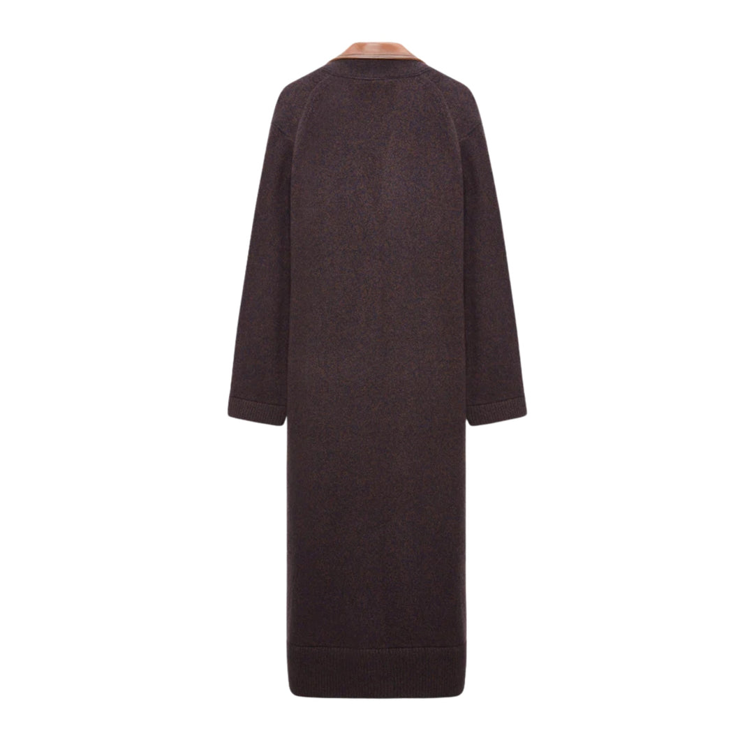 It's A Match Coat in Navy Brown Mousline
