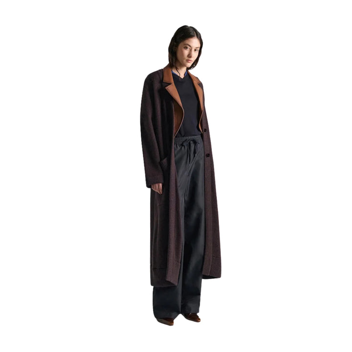It's A Match Coat in Navy Brown Mousline