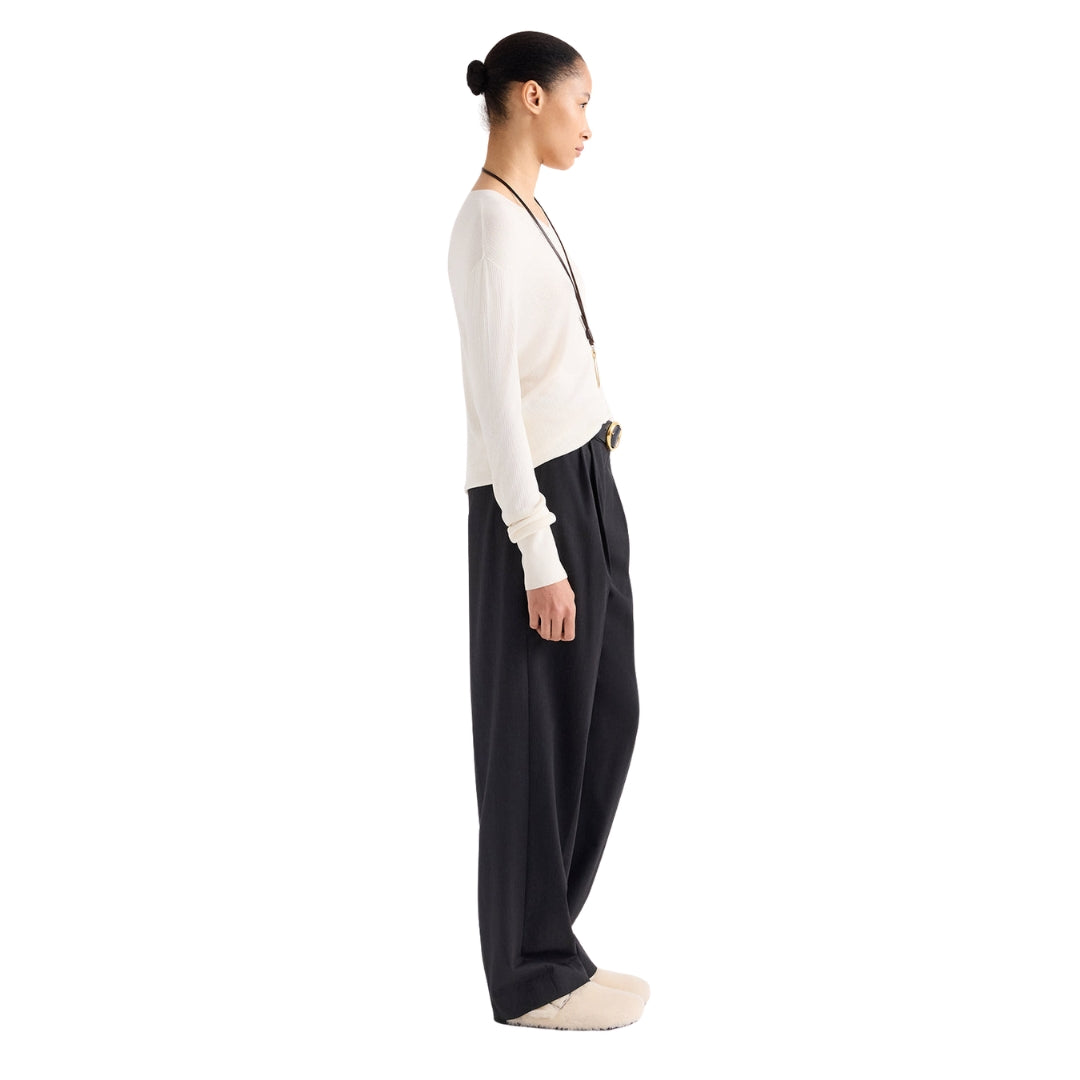 Ivy Italian Wool Twill Pant in Smoke