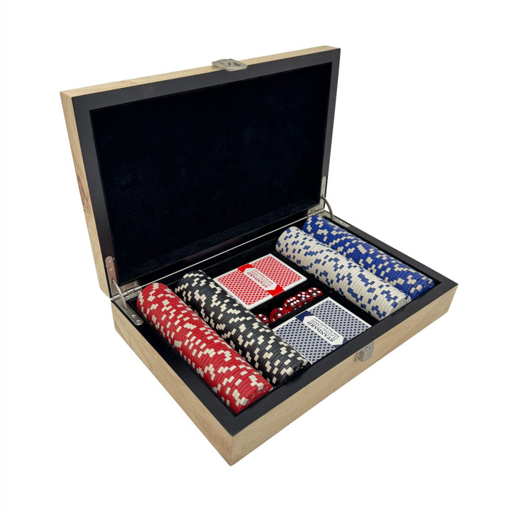 Poker Set Natural Burl Wood Tan
