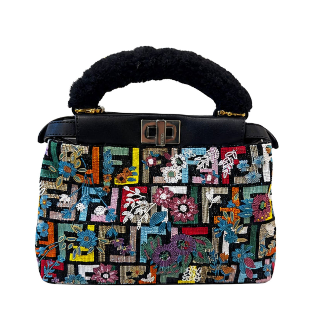 Fendi Peekaboo Mini Embellished Bag in Black