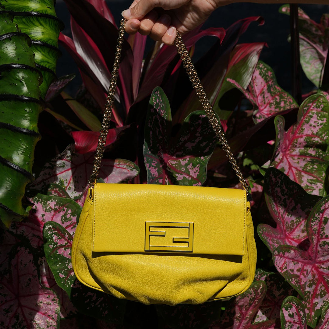 Fendi Fendista Crossbody Bag in Yellow Leather