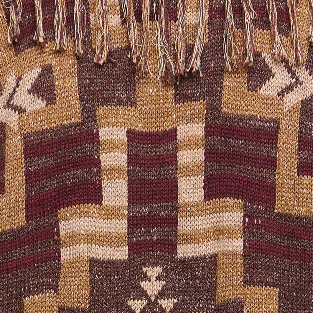 Jair Jacquard Fringe Cardigan in Dark Java/Burgundy Multi