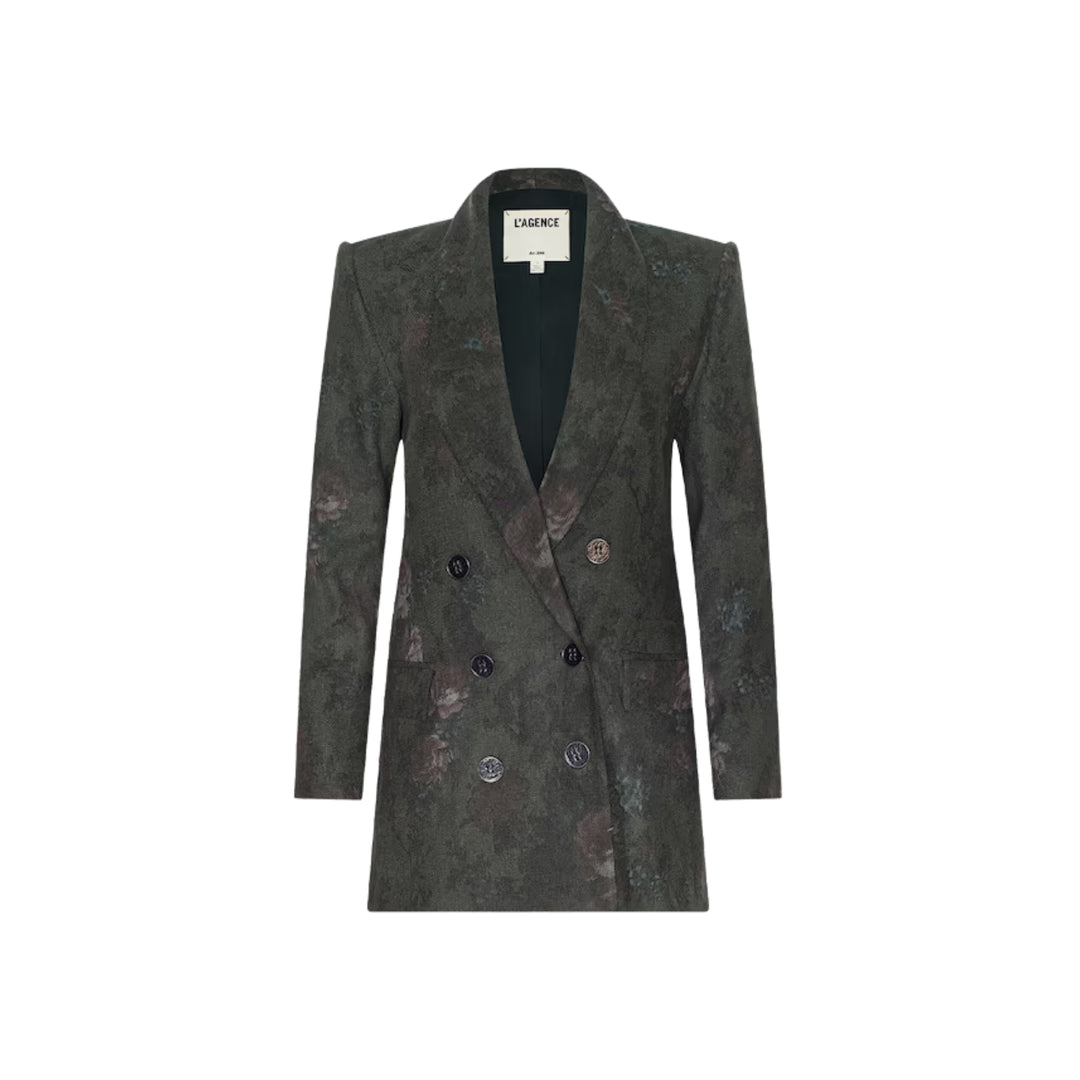 Jayda Relaxed Double Breasted Blazer in Deep Forest Multi Floral
