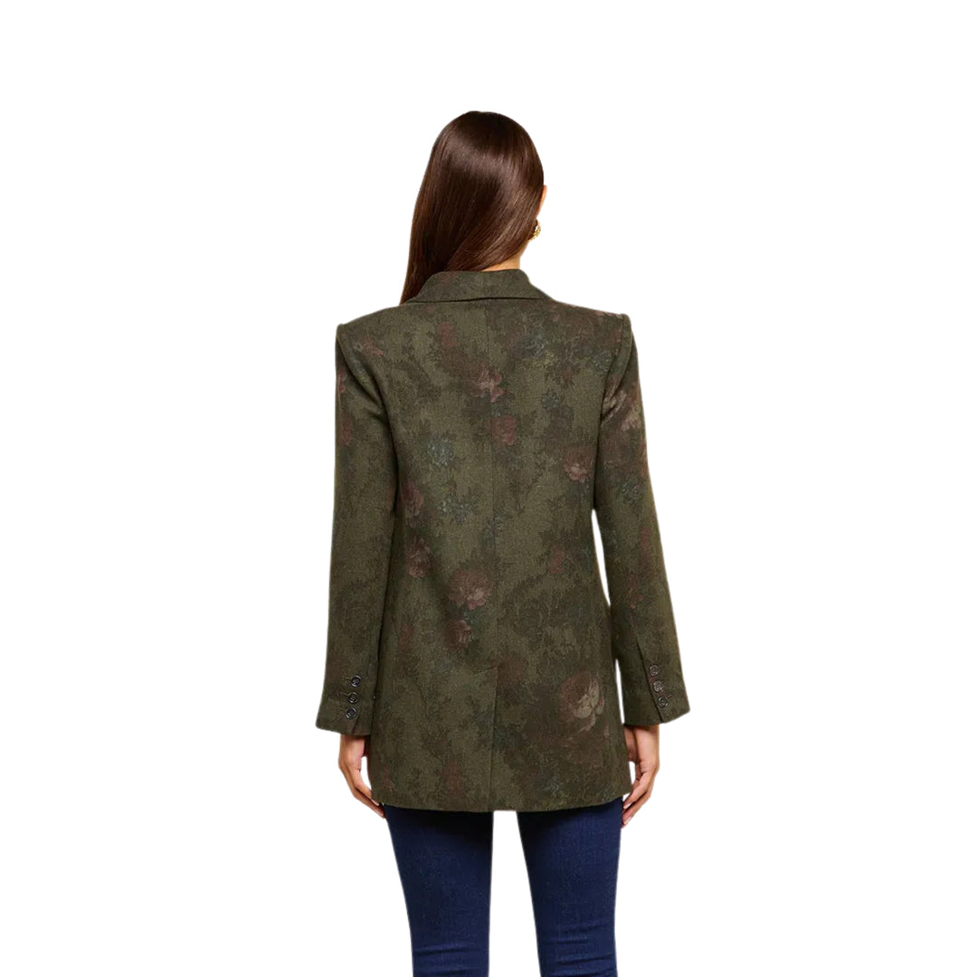 Jayda Relaxed Double Breasted Blazer in Deep Forest Multi Floral