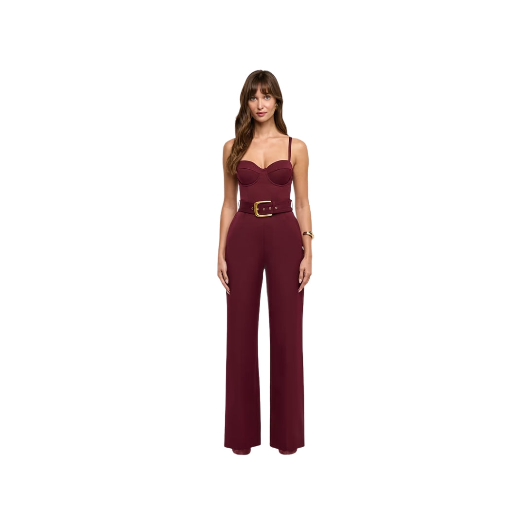 Jessa Bustier Tailored Jumpsuit in Deep Port