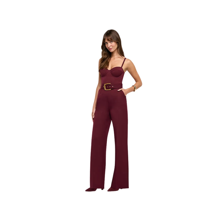 Jessa Bustier Tailored Jumpsuit in Deep Port
