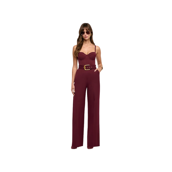 Jessa Bustier Tailored Jumpsuit in Deep Port