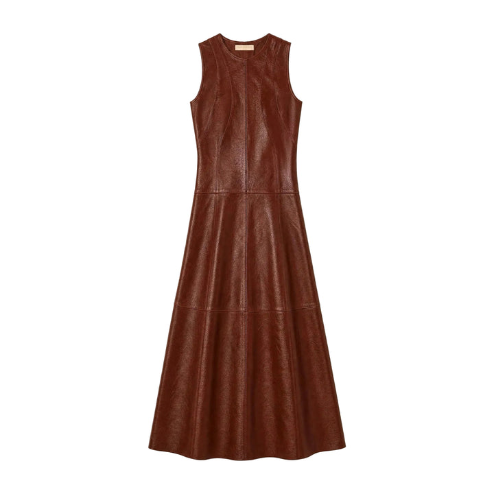 Juliette Leather Dress in Cognac
