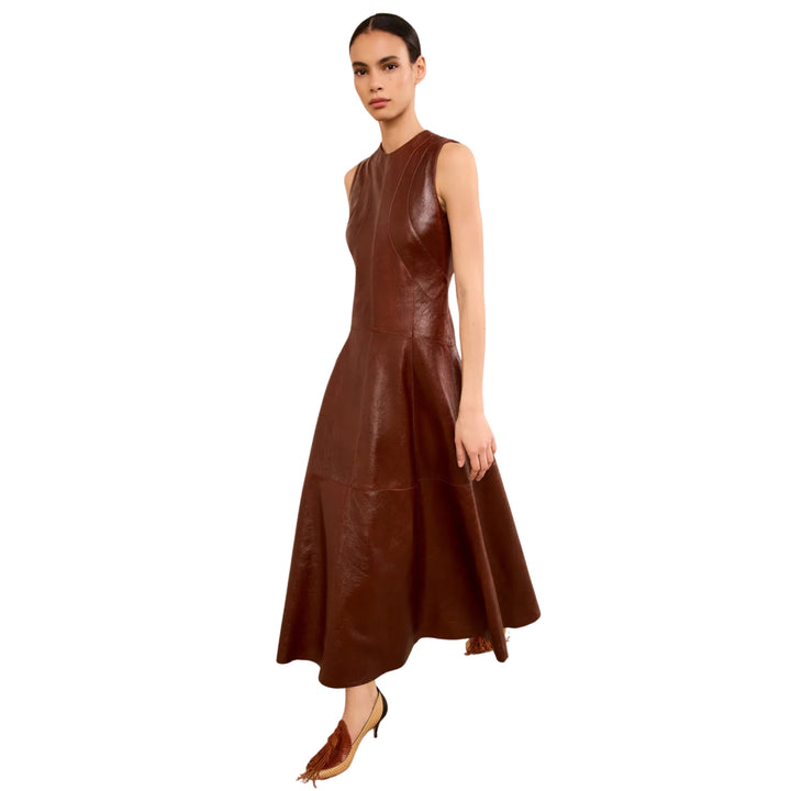 Juliette Leather Dress in Cognac