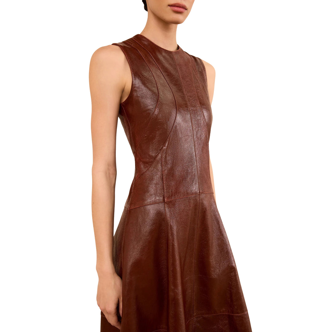 Juliette Leather Dress in Cognac