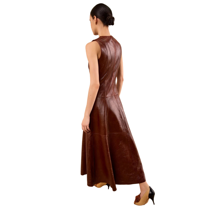 Juliette Leather Dress in Cognac