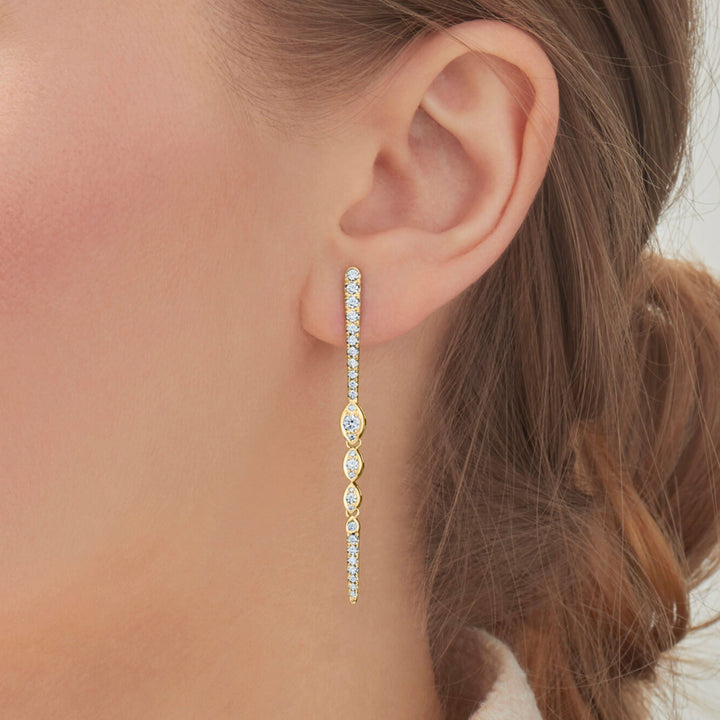 Vine Diamond YG Drop Earrings