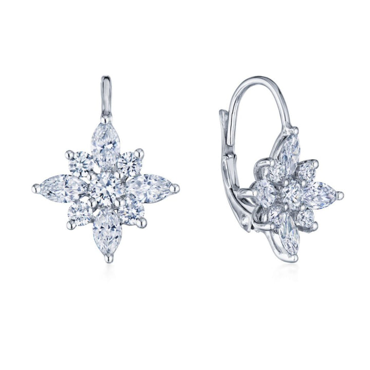 Star Large Diamond Platinum Drop Earrings