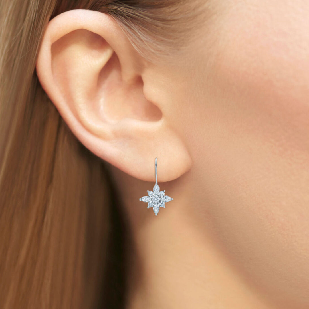 Star Large Diamond Platinum Drop Earrings