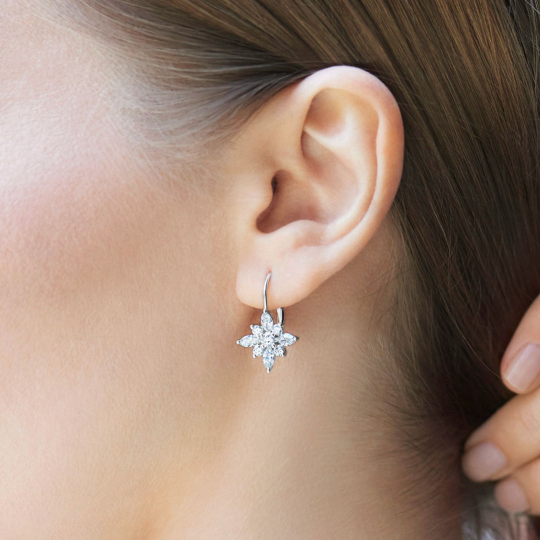 Star Large Diamond Platinum Drop Earrings