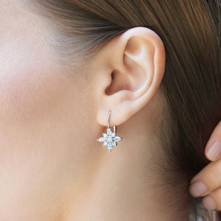 Star Large Diamond Platinum Drop Earrings