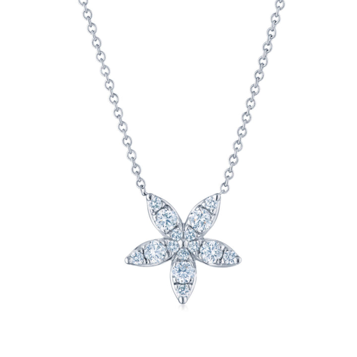 Sunburst Diamond Star WG Pendant Necklace