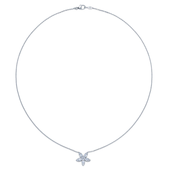 Sunburst Diamond Star WG Pendant Necklace