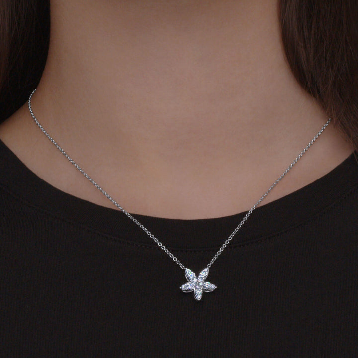Sunburst Diamond Star WG Pendant Necklace