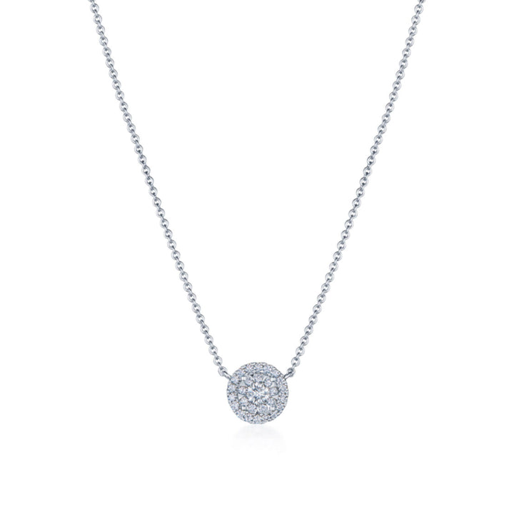 Sunburst Diamond Pendant w/ Halo in 18k White Gold