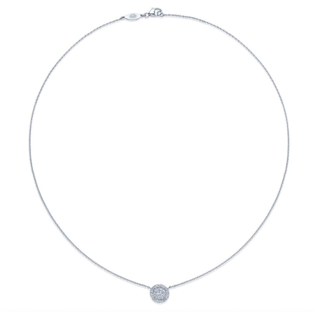 Sunburst Diamond Pendant w/ Halo in 18k White Gold