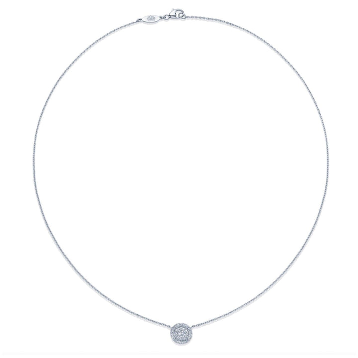 Sunburst Diamond Pendant w/ Halo in 18k White Gold